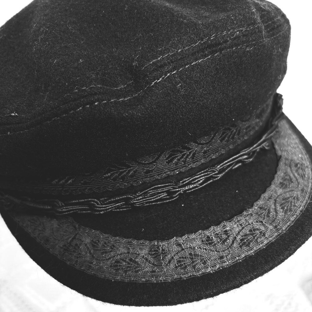 Traditional Greek Wool Blend Fisherman’s Cap Vtg